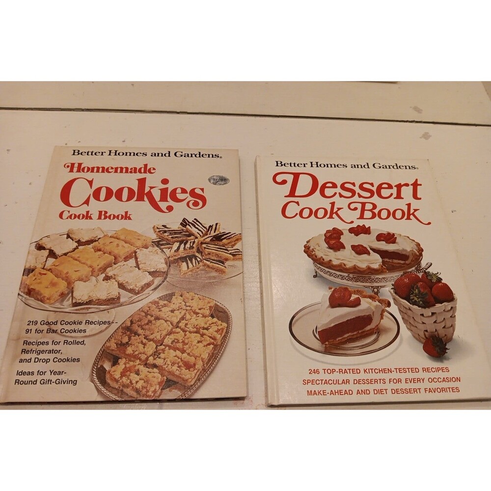 2 Better Homes And Garden Cookbooks Dessert 1973 & Cookies 1976 Hardcovers Illus